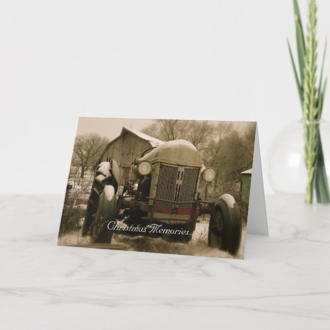 Tarjeta de Navidades de tractores: viejos Recuerdo (Anverso)