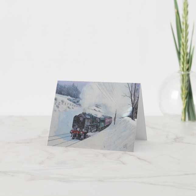 Tarjeta de Navidades de tren en blanco (Anverso)