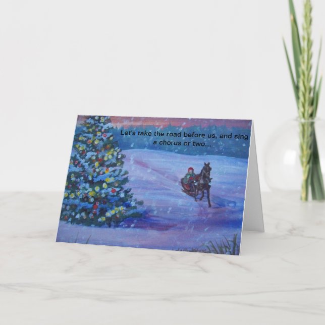 Tarjeta de Navidades de Un Caballo Sleigh (Anverso)