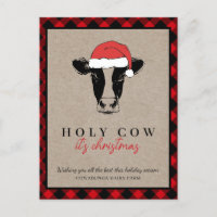 Tarjeta de Navidades de vaca agrícola rústica