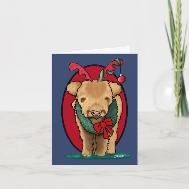 Tarjeta de Navidades de vaca KiniArt Highland (Anverso)