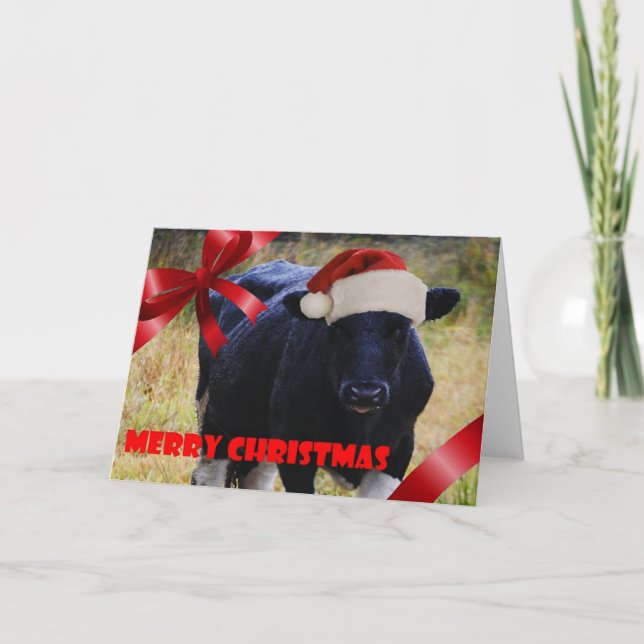 Tarjeta de Navidades de vaca negra (Anverso)