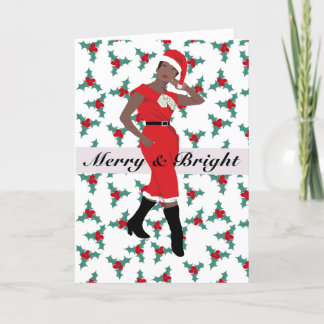 Tarjeta de Navidades de vacaciones con mujer negra