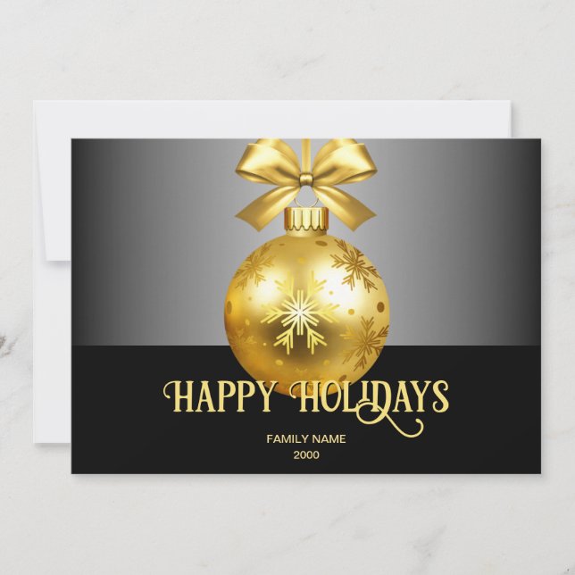 Tarjeta de Navidades de vacaciones con ornamento d (Anverso)