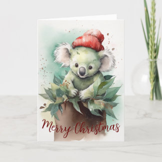 Tarjeta de Navidades de vacaciones Cute Koala Wate