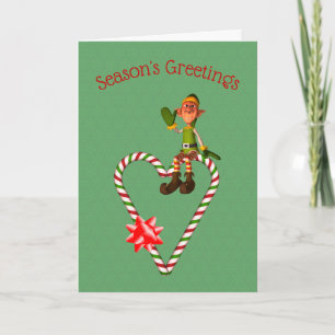 Tarjeta de Navidades de vacaciones de Boy Elf Cand