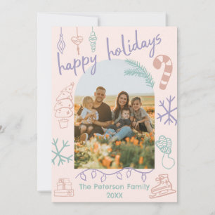 Tarjeta de Navidades de vacaciones de Doodle Arch