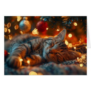 Tarjeta de Navidades de vacaciones de gatos que du