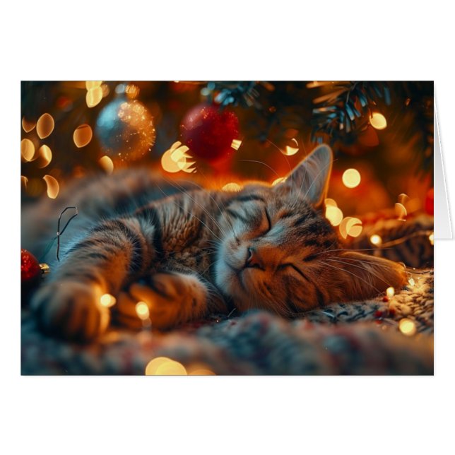 Tarjeta de Navidades de vacaciones de gatos que du (Anverso (Horizontal))