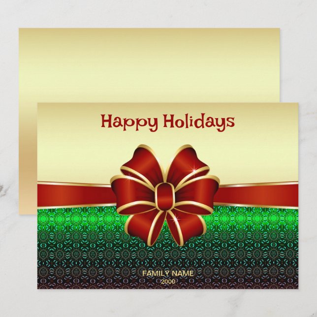 Tarjeta de Navidades de vacaciones de la cinta roj (Anverso / Reverso)