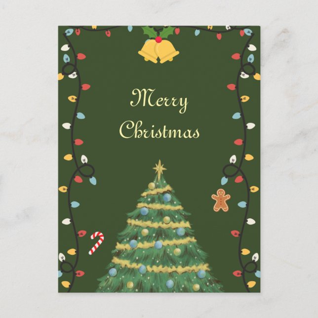 Tarjeta de Navidades de vacaciones de luces de orn (Anverso)