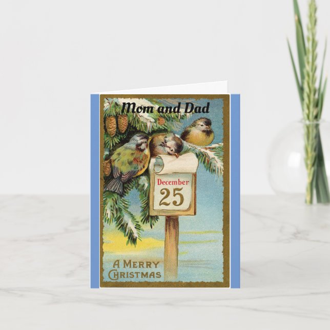 Tarjeta De Navidades De Vacaciones De Mamá Y Papá (Anverso)