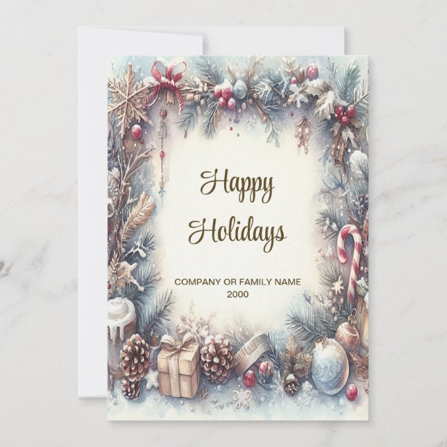 Tarjeta de Navidades de vacaciones de marco de inv (Anverso)