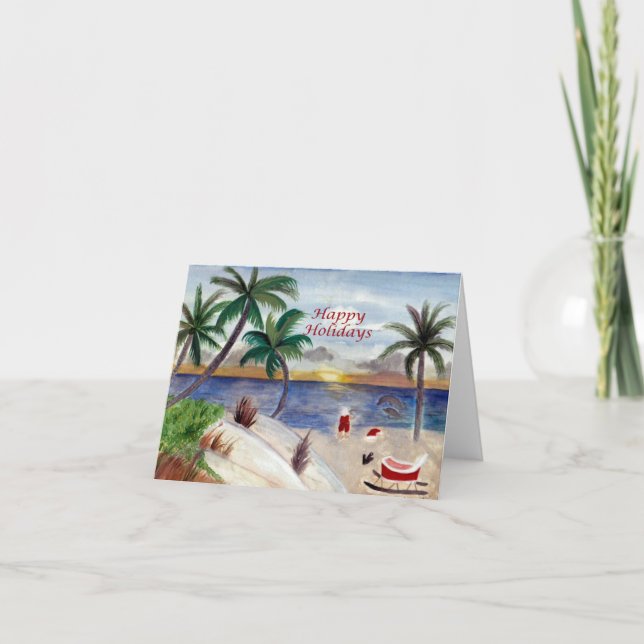 Tarjeta de Navidades de vacaciones de playa tropic (Anverso)