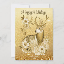 Tarjeta de Navidades de vacaciones de renos floral