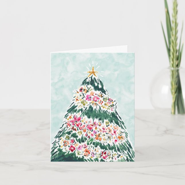 Tarjeta de Navidades de vacaciones florales ABUNDA (Anverso)