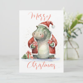 Tarjeta de Navidades de vacaciones Hippo Hooray
