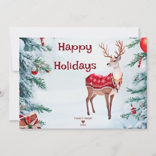 Tarjeta de Navidades de vacaciones para renos (Anverso)