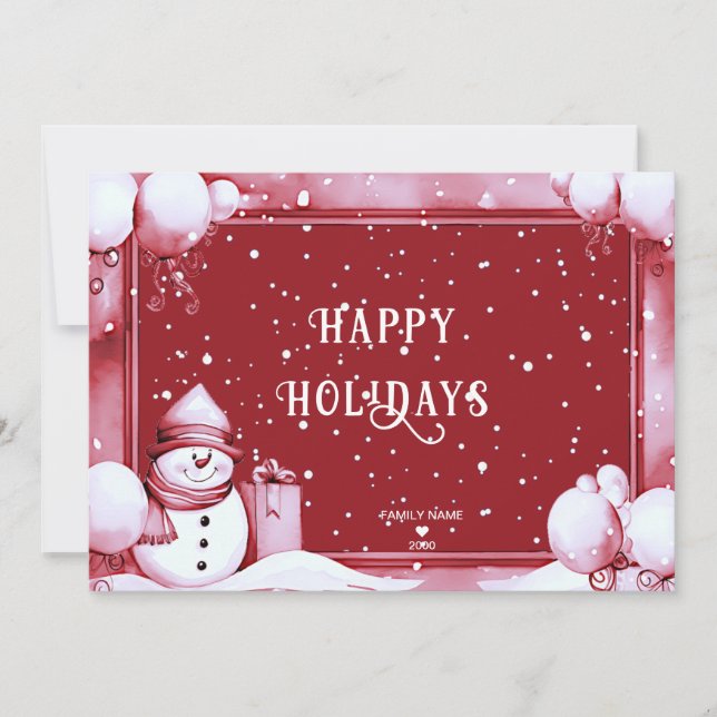 Tarjeta de Navidades de vacaciones Red Snowman Sno (Anverso)
