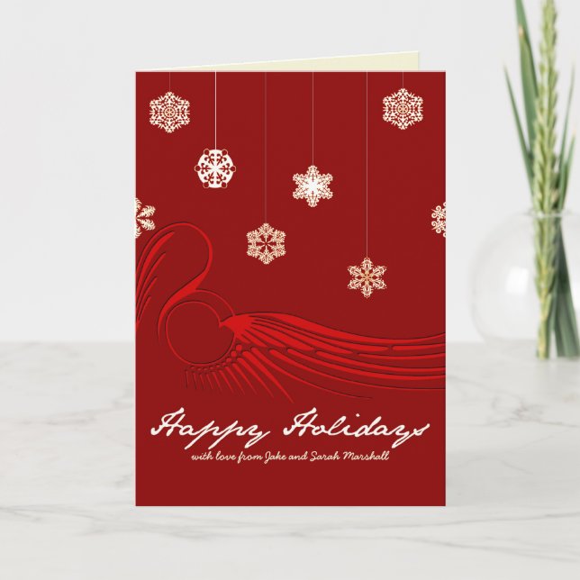 Tarjeta de Navidades de vacaciones rojas con salto (Anverso)