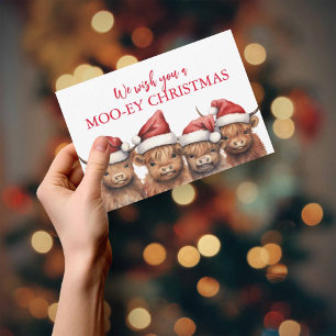 Tarjeta de Navidades de vacas de Highland Budget