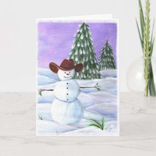 Tarjeta de Navidades de Vaquero Snowman (Anverso)