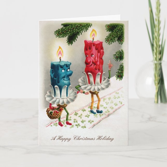 Tarjeta de Navidades de Velas Vintage (Anverso)