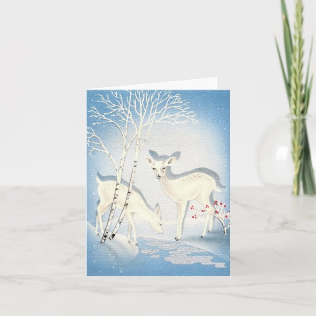 Tarjeta de Navidades de venado blanco (Anverso)