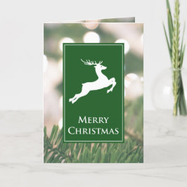Tarjeta de Navidades de venado blanco y vegetación