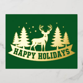 Tarjeta de Navidades de venado de Relieve metaliza