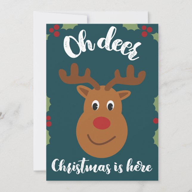 Tarjeta de Navidades de venado, Funny Cute Pun Ado (Anverso)
