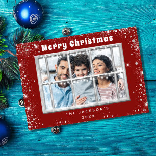 Tarjeta de Navidades de ventana de fotos de purpur