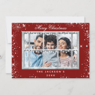 Tarjeta de Navidades de ventana de fotos de purpur
