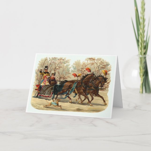 Tarjeta de Navidades de viaje en trineo navideño v (Anverso)