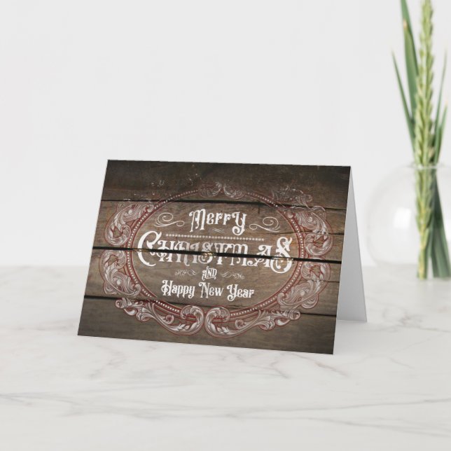 Tarjeta de Navidades de Victoria Rústica (Anverso)