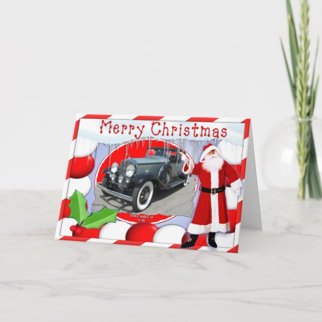 TARJETA DE NAVIDADES DE VINTAGE CADILLAC (Anverso)