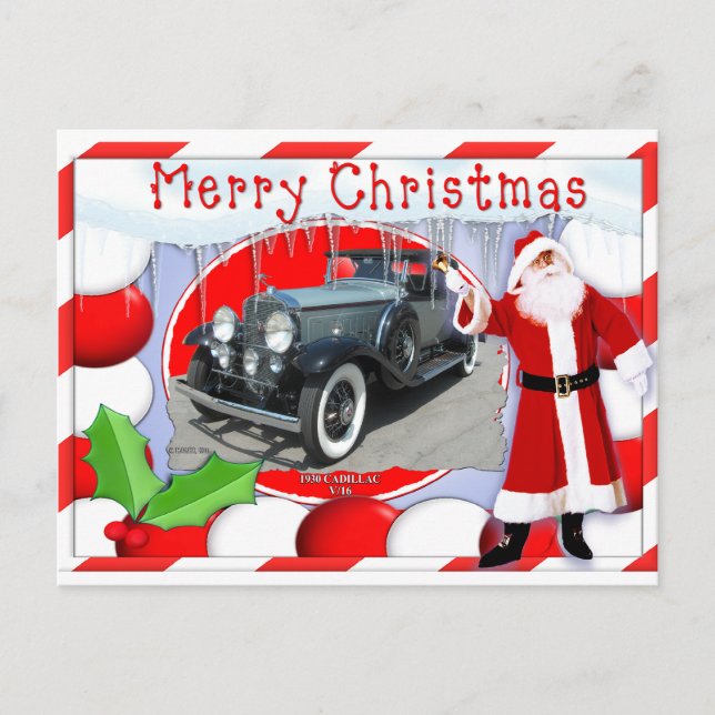 TARJETA DE NAVIDADES DE VINTAGE CADILLAC (Anverso)