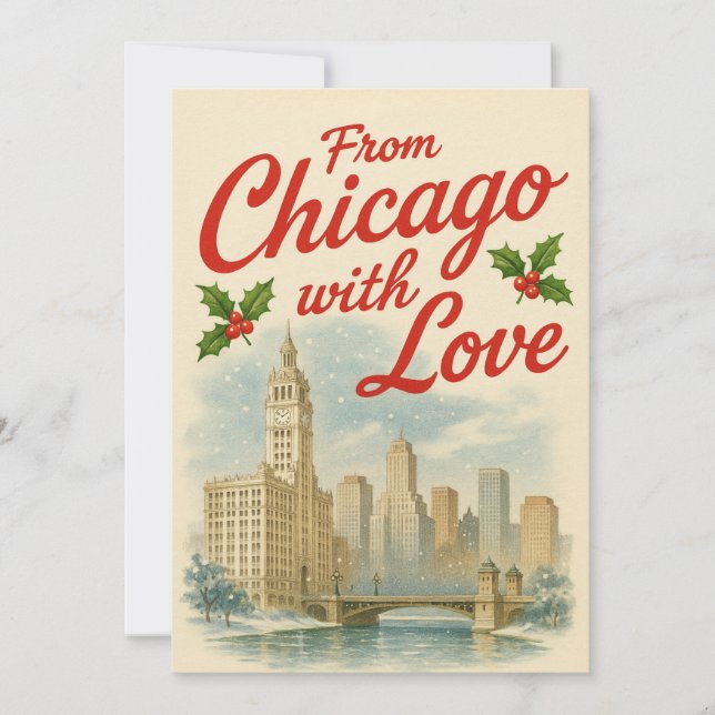 Tarjeta de Navidades de Vintage Chicago (Anverso)