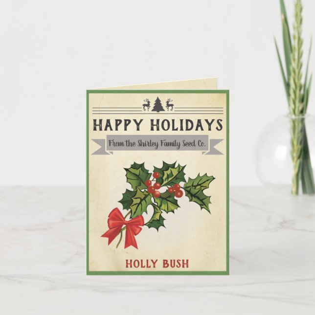 Tarjeta de Navidades de Vintage Holly (Anverso)