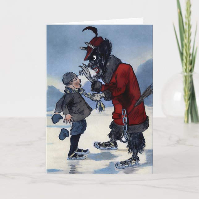 Tarjeta de Navidades de Vintage Krampus (Anverso)