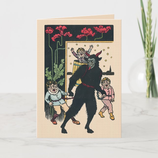 Tarjeta de Navidades de Vintage Krampus (Anverso)