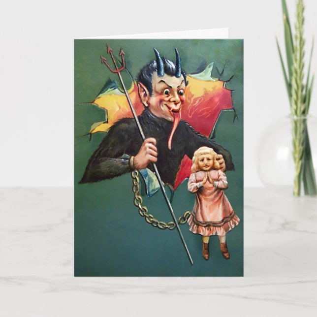 Tarjeta de Navidades de Vintage Krampus (Anverso)
