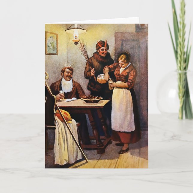 Tarjeta de Navidades de Vintage Krampus (Anverso)