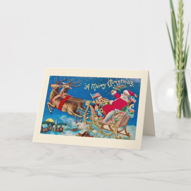 Tarjeta de Navidades de Vintage Santa Claus (Anverso)