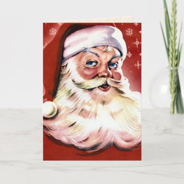Tarjeta de Navidades de Vintage Santa Claus (Anverso)
