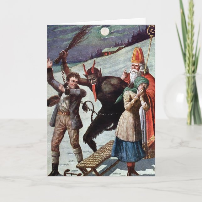 Tarjeta de Navidades de Vintage Victorian Krampus (Anverso)