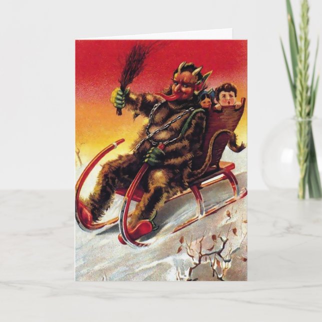 Tarjeta de Navidades de Vintage Victorian Krampus (Anverso)