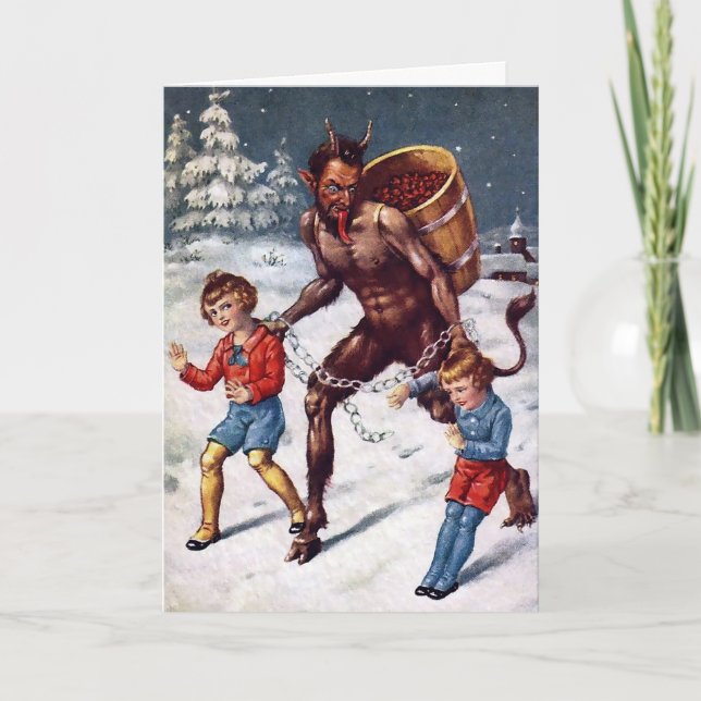 Tarjeta de Navidades de Vintage Victorian Krampus (Anverso)