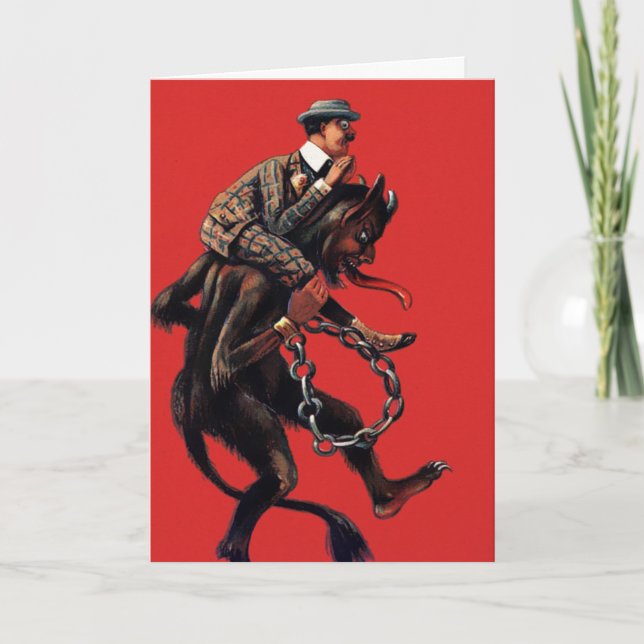 Tarjeta de Navidades de Vintage Victorian Krampus (Anverso)