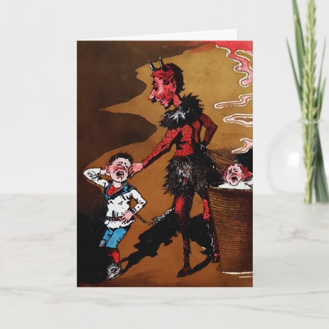 Tarjeta de Navidades de Vintage Victorian Krampus (Anverso)